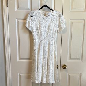 Gibson Latimer White Puff Sleeve A-Line Midi Dress